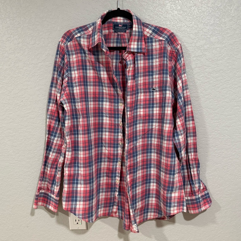 Vineyard Vines Mens Long Sleeve Pink Purple Plaid Shirt